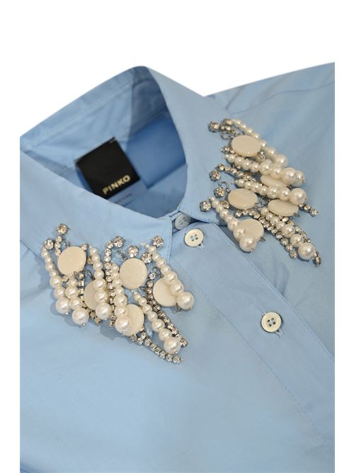 Camicia cropped Caffelatte con applicazioni gioiello PINKO | 105620 A2EUE82